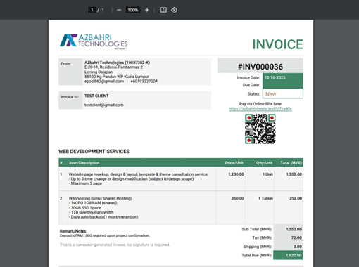 sistem invois pdf